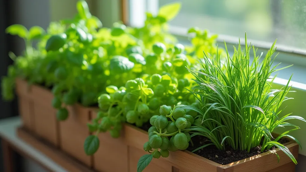 Culinary herbs in a window box
