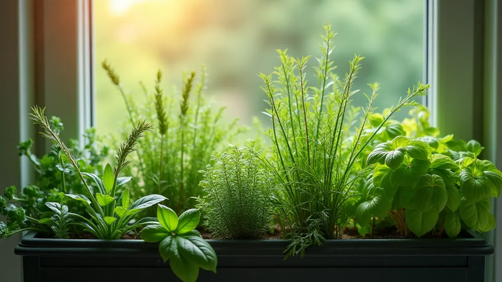 Herb-filled window box
