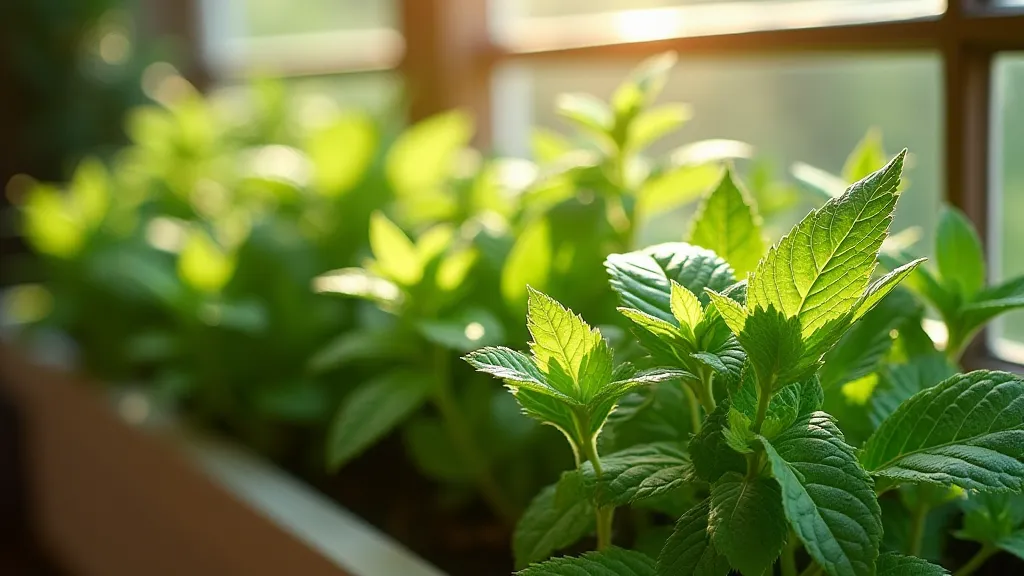 Mint growing in a window box