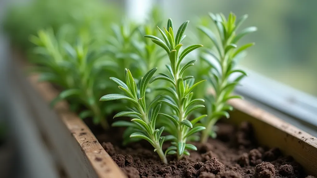 Rosemary plant in a window box