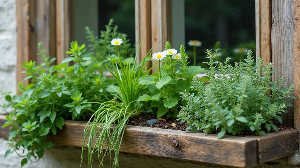 Window box with trailing herbs